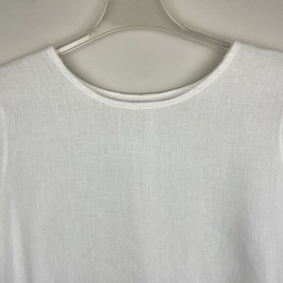 Brynn Walker Linen Top Womens XXS White Ruffle Sleeve Oversized Lagenlook Hi Low - Picture 5 of 10
